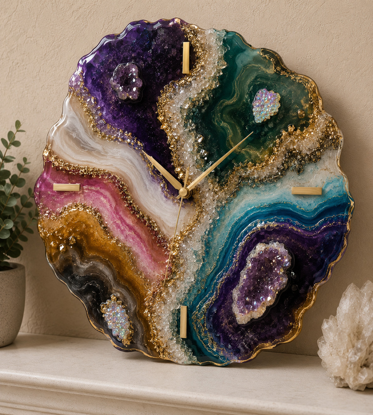 Geode Shaped Clock Kit 14"