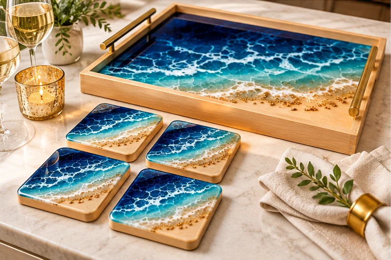 Ocean Resin Coaster Set of 4