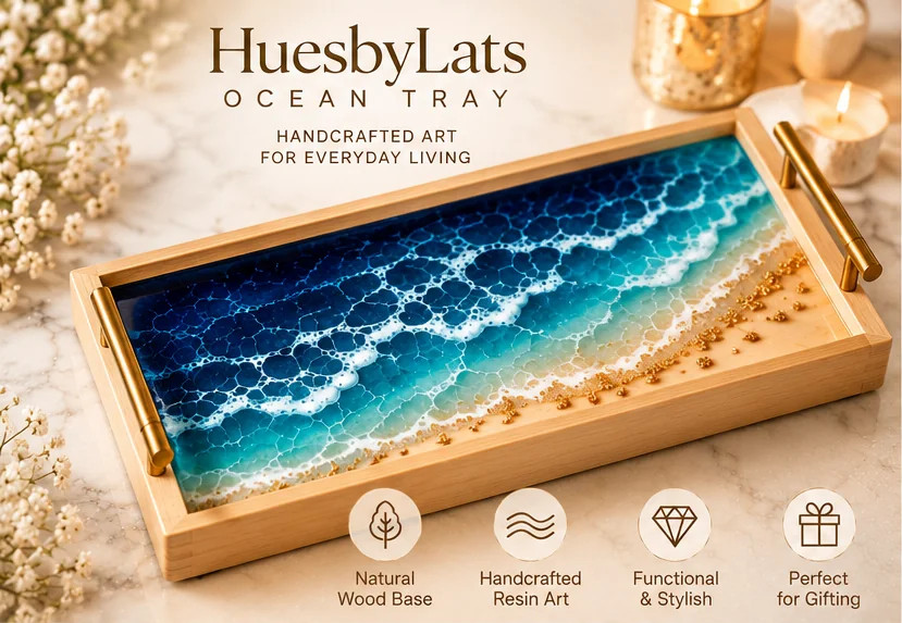 HuesbyLats Ocean Resin Serving Tray