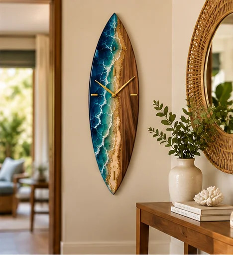 Ocean Surfboard Wall Clock