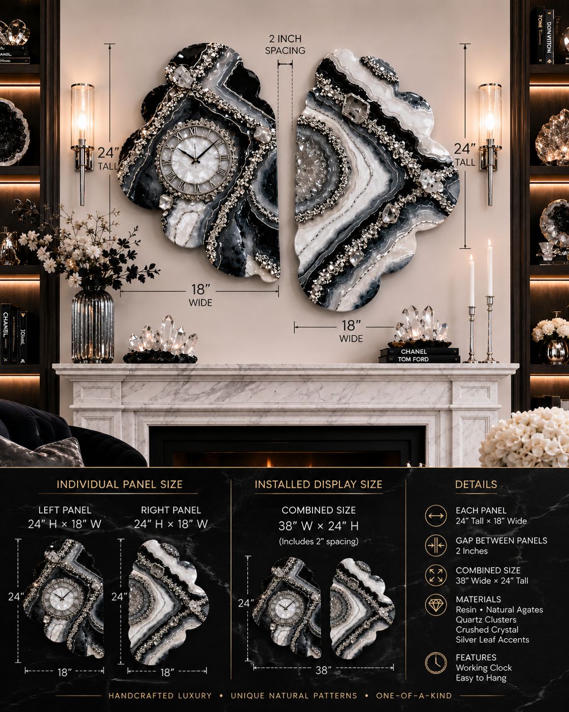 Signature Split Geode Clock